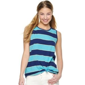 Juniors SO Striped Tank Top with Knot Accent